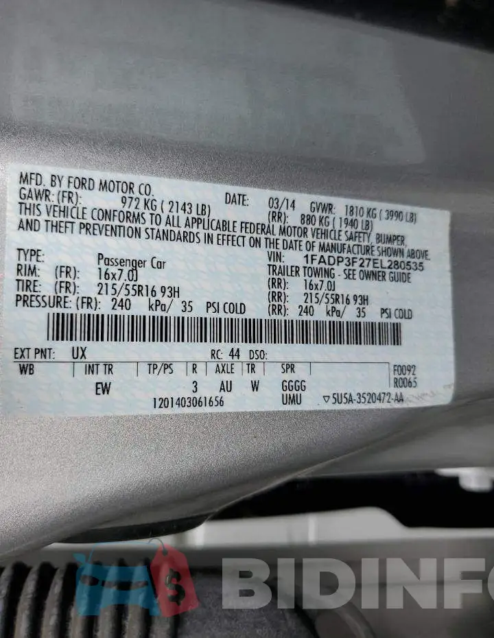 1FADP3F27EL280535 Photo# 13