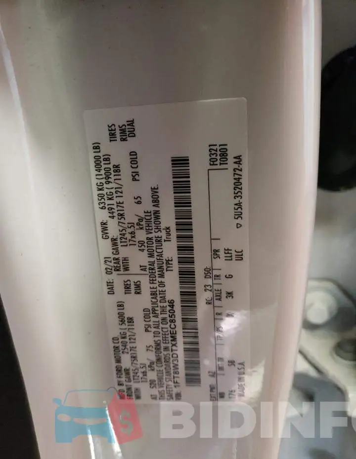 1FT8W3DTXMEC85046 Photo# 12