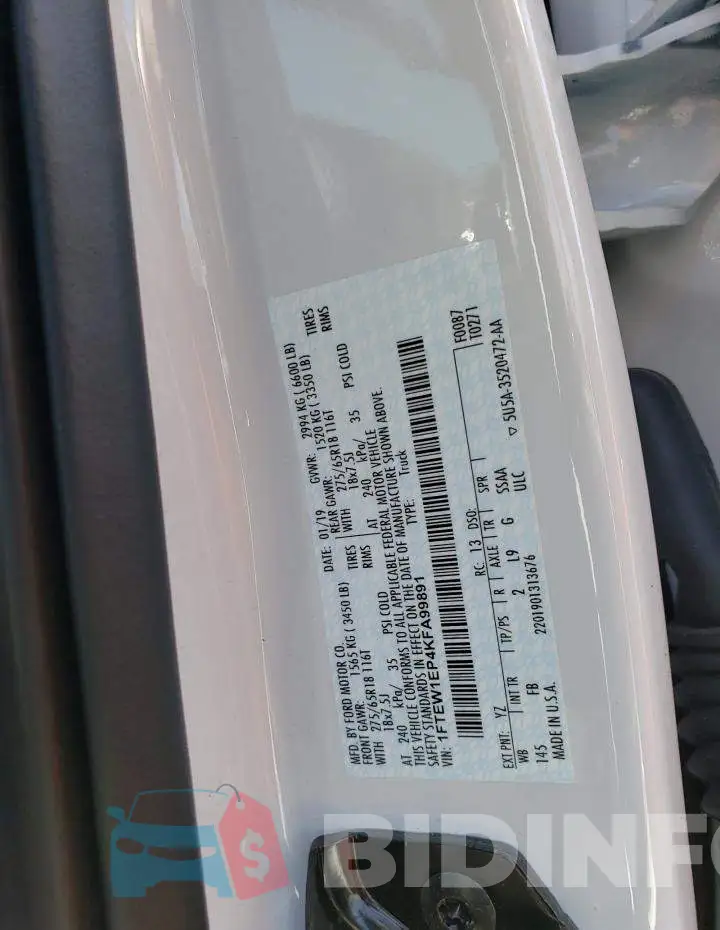 1FTEW1EP4KFA99891 Photo# 12