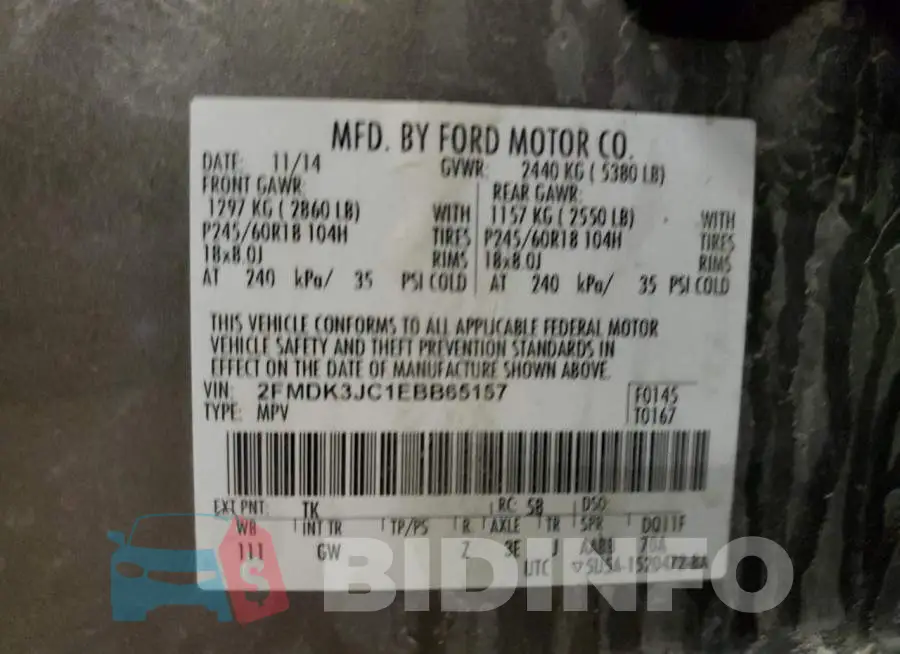 2FMDK3JC1EBB65157 Photo# 13
