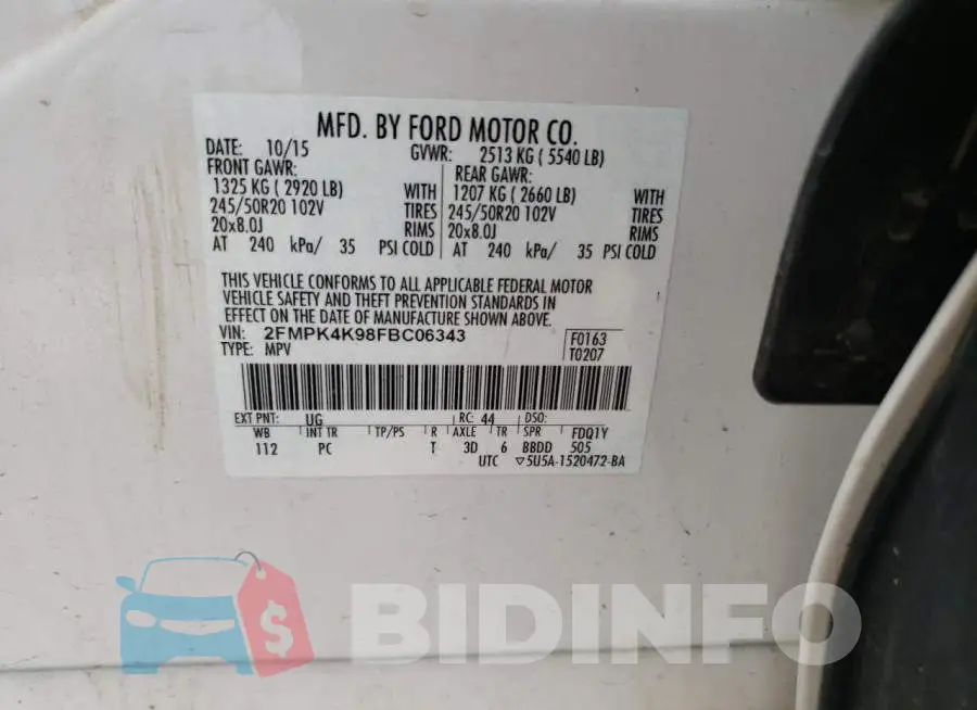 2FMPK4K98FBC06343 Photo# 13