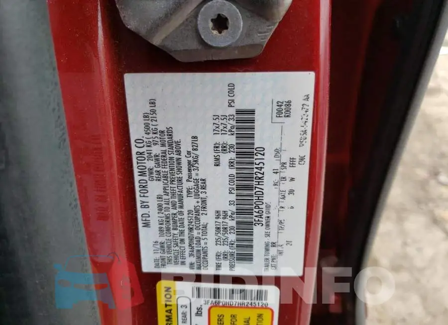 3FA6P0HD7HR245120 Photo# 12