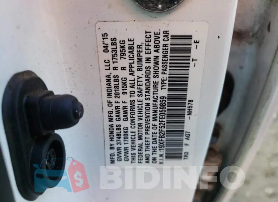 19XFB2F52FE059859 Photo# 12