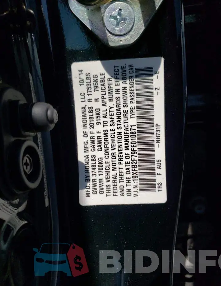 19XFB2F79FE010871 Photo# 12