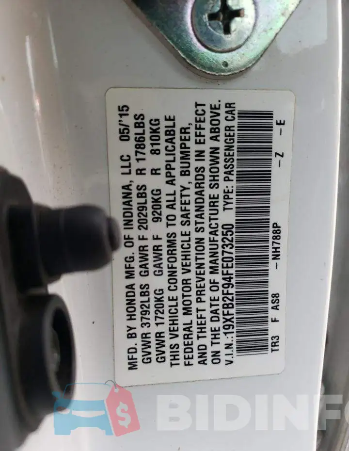 19XFB2F94FE073250 Photo# 13