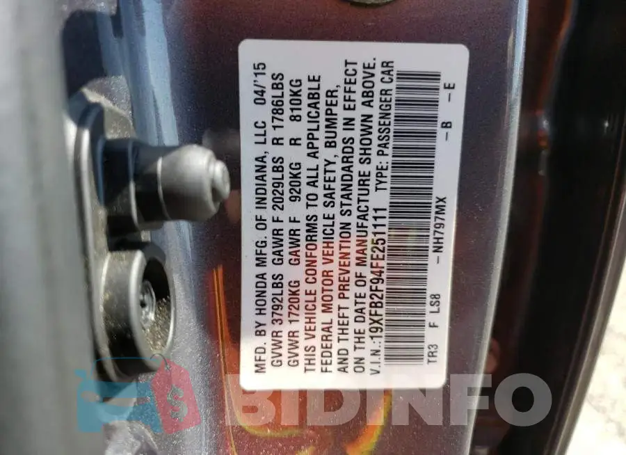 19XFB2F94FE251111 Photo# 12