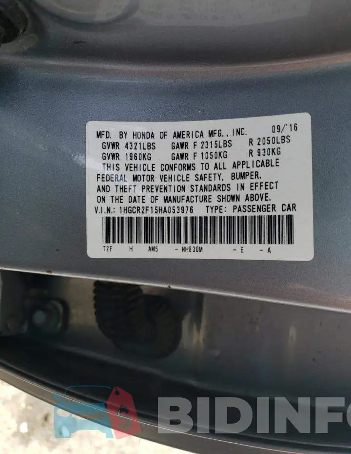 1HGCR2F15HA053976 Photo# 12