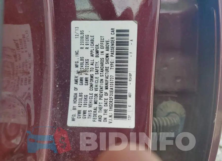 1HGCR2F30EA105737 Photo# 13