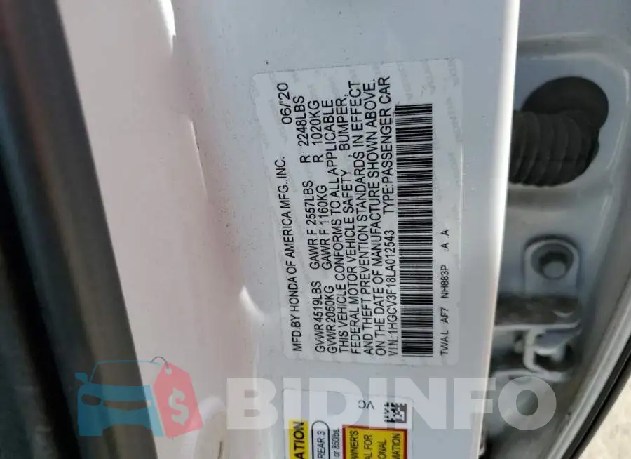 1HGCV3F18LA012543 Photo# 12
