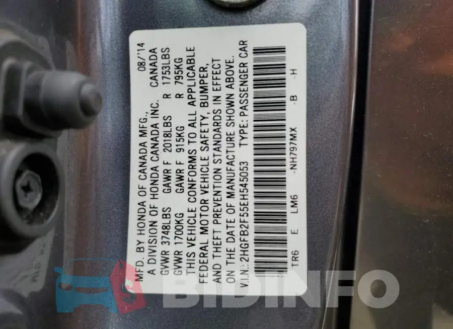 2HGFB2F55EH545053 Photo# 12