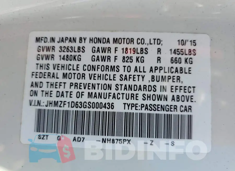 JHMZF1D63GS000436 Photo# 13