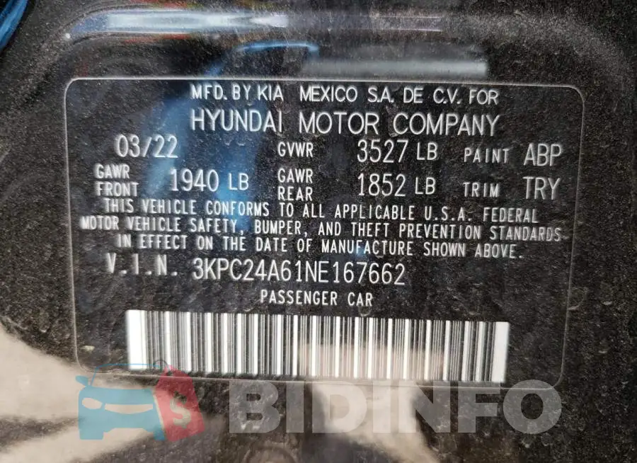 3KPC24A61NE167662 Photo# 12