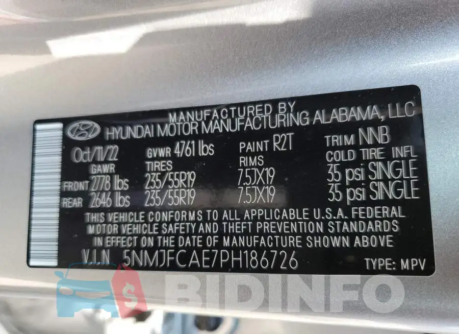 5NMJFCAE7PH186726 Photo# 14
