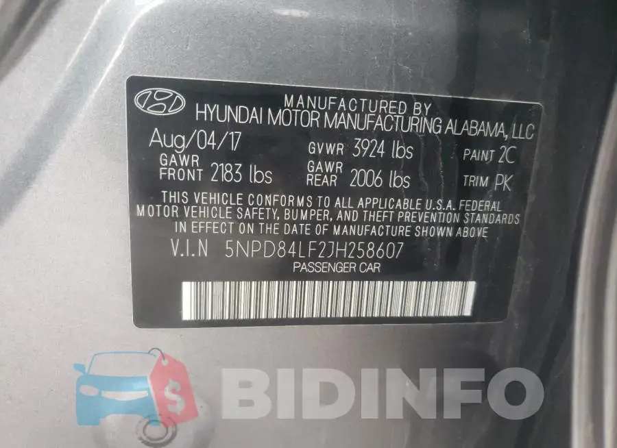 5NPD84LF2JH258607 Photo# 12