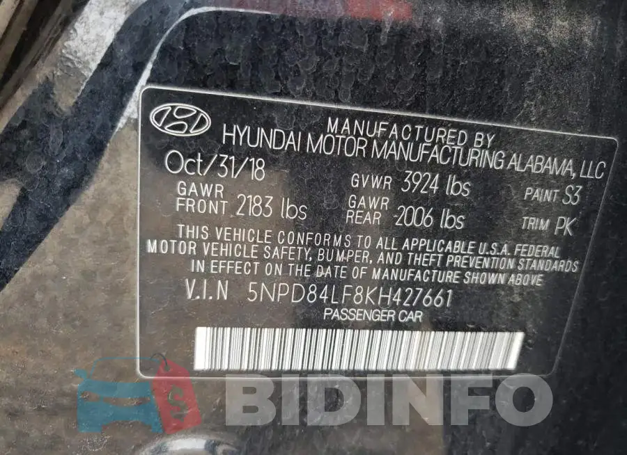 5NPD84LF8KH427661 Photo# 12