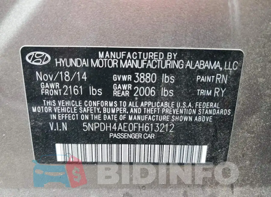 5NPDH4AE0FH613212 Photo# 13