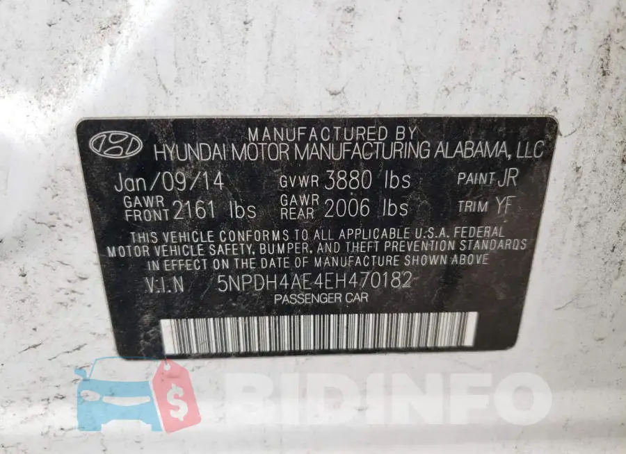 5NPDH4AE4EH470182 Photo# 12