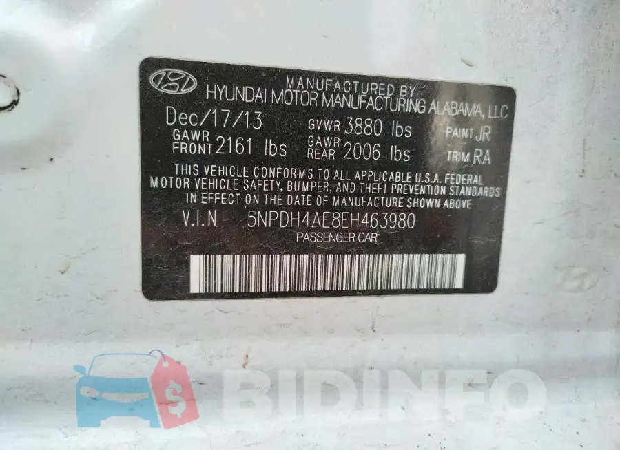 5NPDH4AE8EH463980 Photo# 12