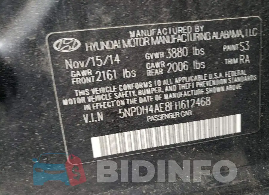 5NPDH4AE8FH612468 Photo# 12