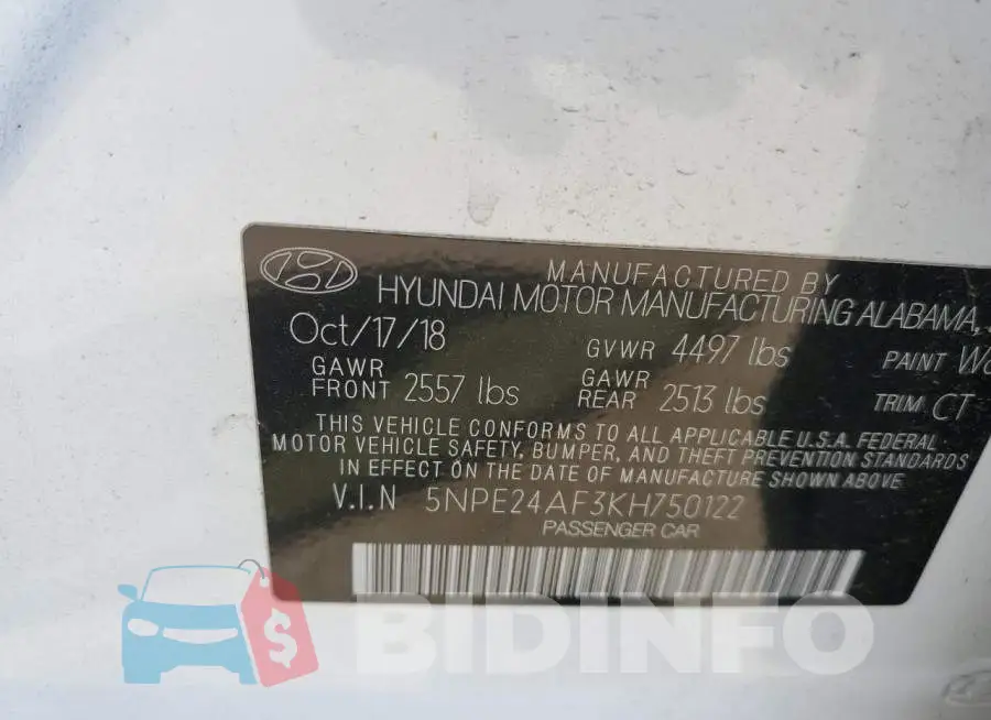5NPE24AF3KH750122 Photo# 12