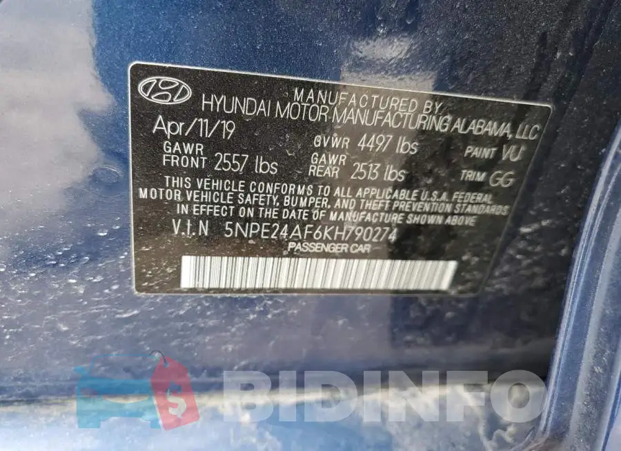 5NPE24AF6KH790274 Photo# 12