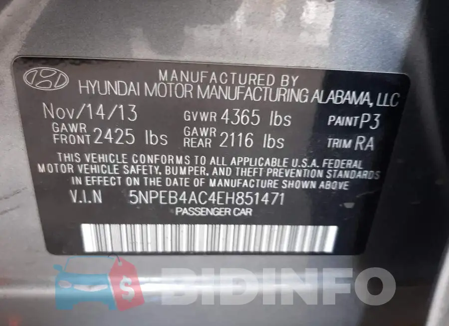 5NPEB4AC4EH851471 Photo# 12