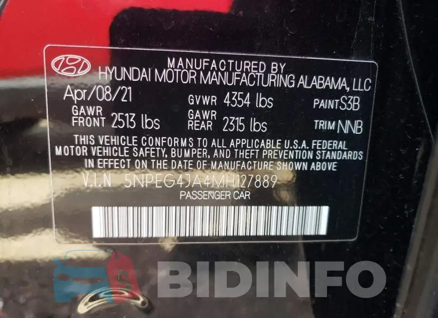 5NPEG4JA4MH127889 Photo# 13