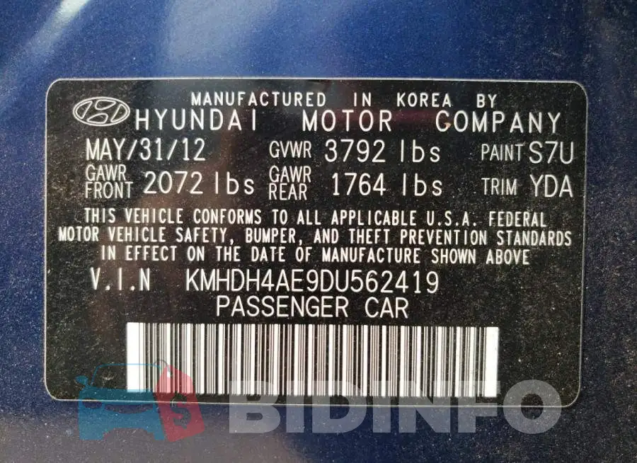 KMHDH4AE9DU562419 Photo# 12