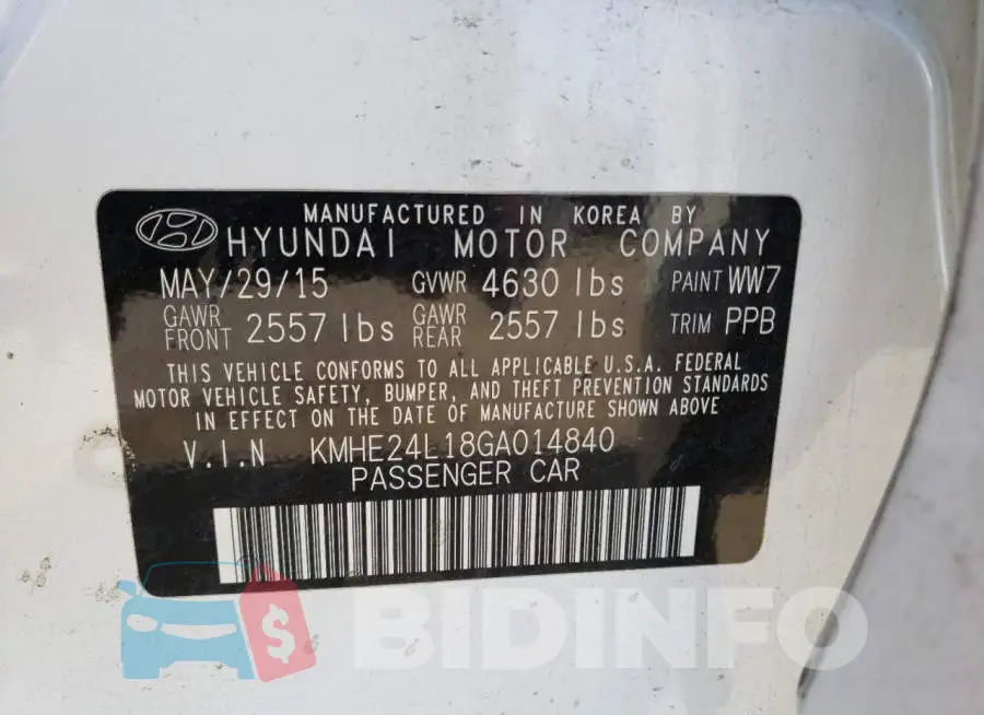 KMHE24L18GA014840 Photo# 12