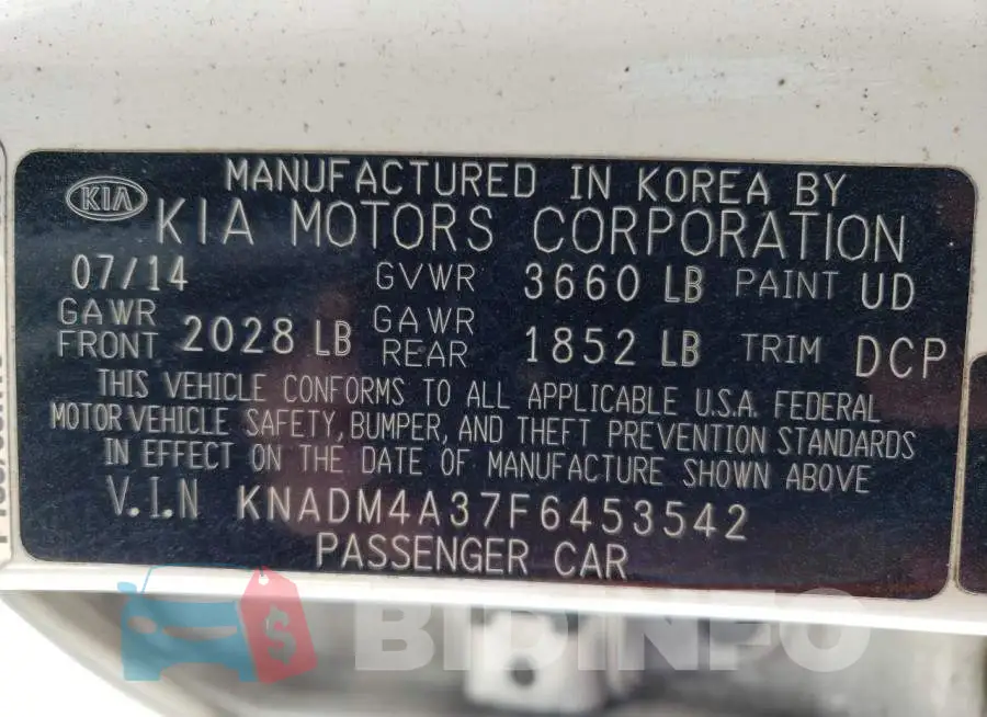 KNADM4A37F6453542 Photo# 10
