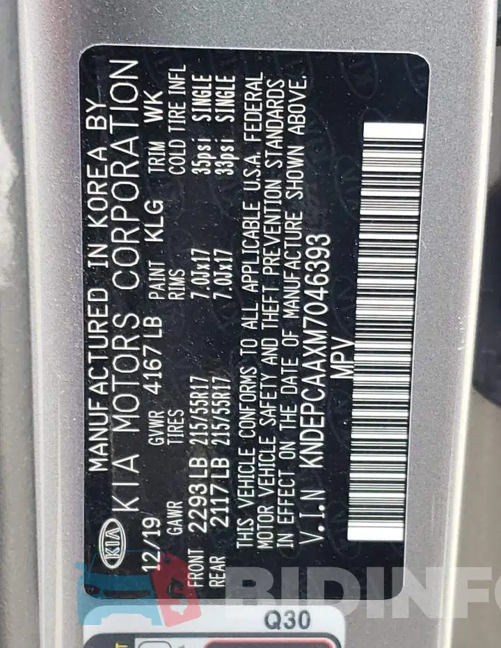 KNDEPCAAXM7046393 Photo# 10