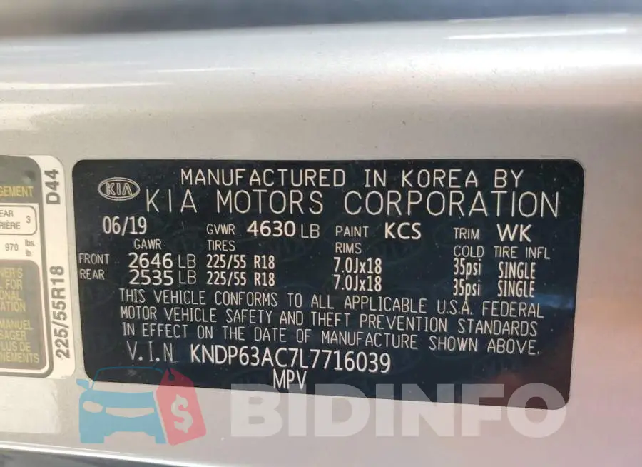 KNDP63AC7L7716039 Photo# 13