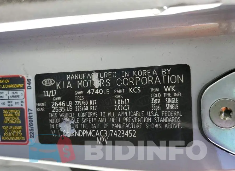 KNDPMCAC3J7423452 Photo# 14