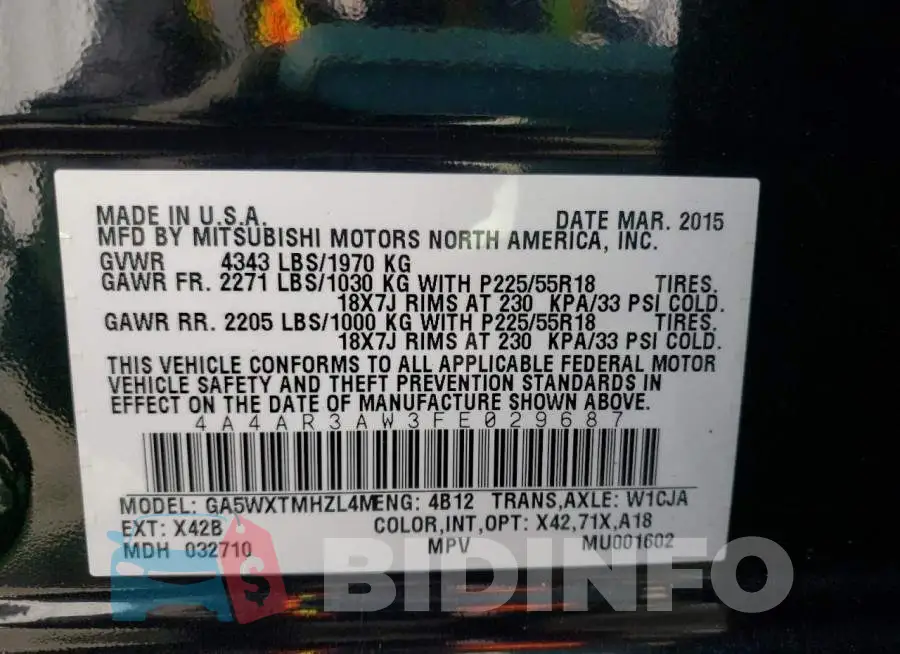 4A4AR3AW3FE029687 Photo# 13