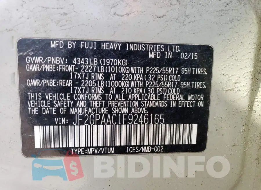 JF2GPAAC1F9246165 Photo# 13