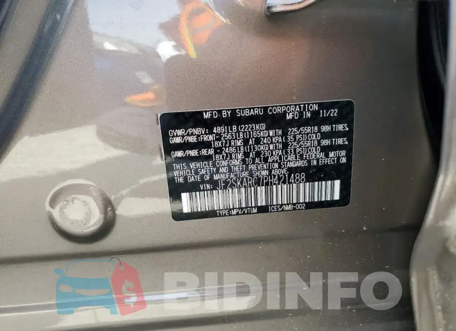 JF2SKARC7PH421488 Photo# 13