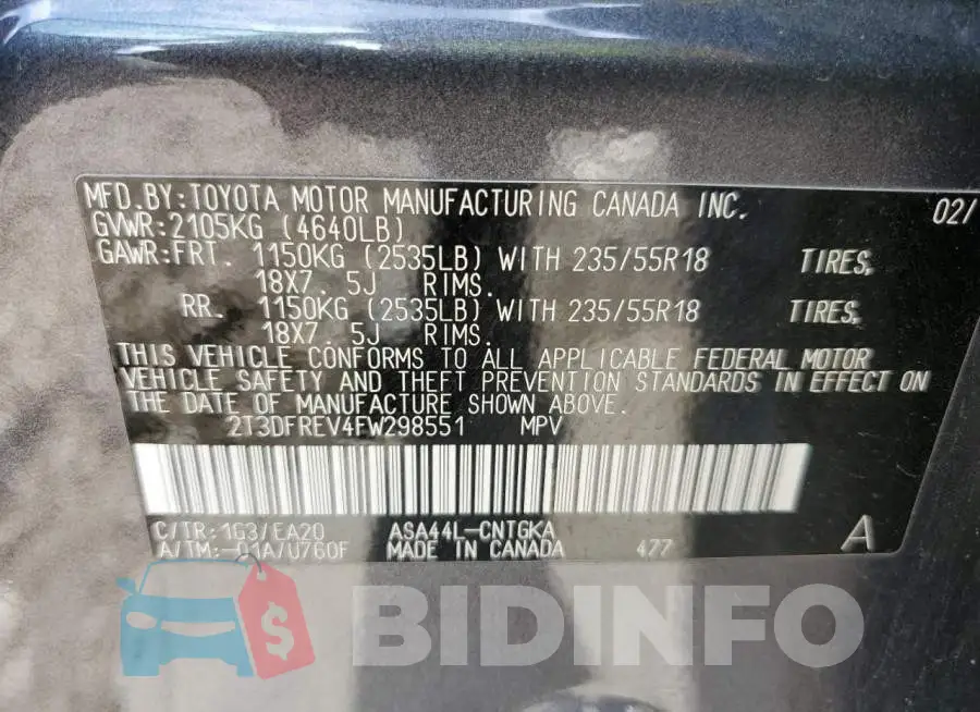 2T3DFREV4FW298551 Photo# 10