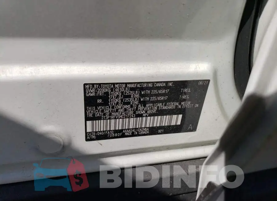 2T3P1RFV5MC217243 Photo# 14