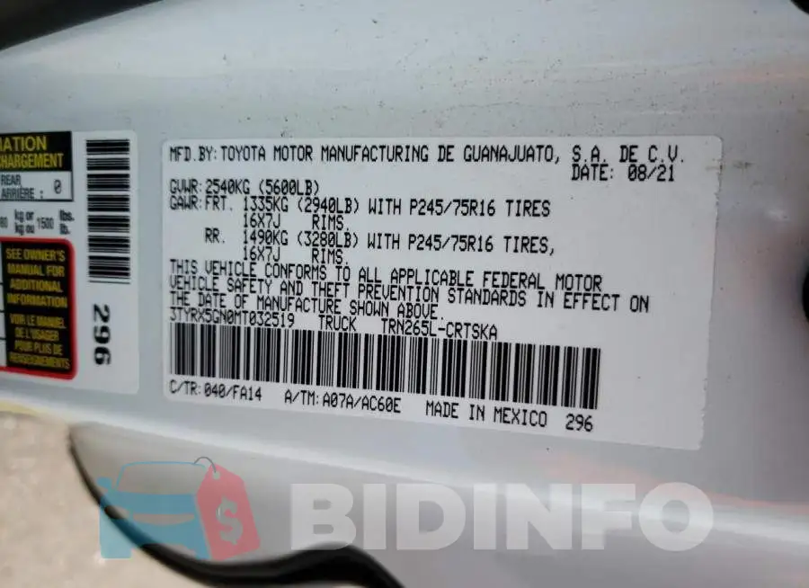 3TYRX5GN0MT032519 Photo# 12