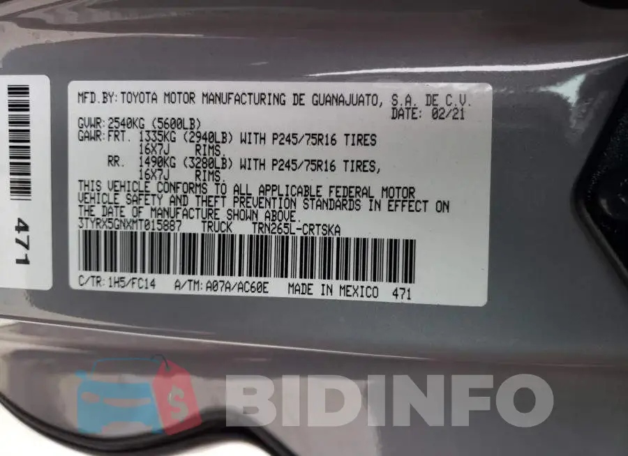3TYRX5GNXMT015887 Photo# 12