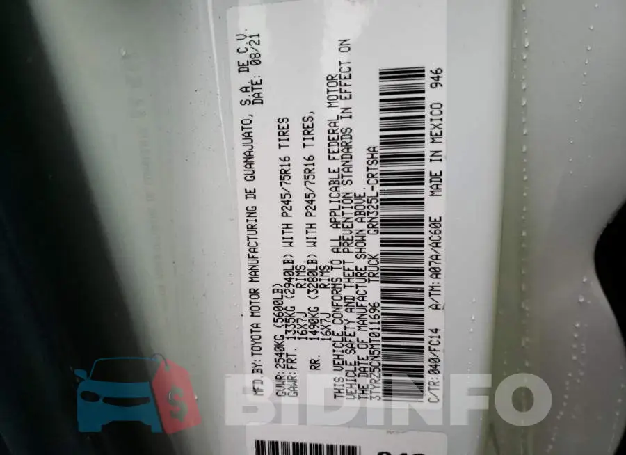 3TYRZ5CN5MT011696 Photo# 13