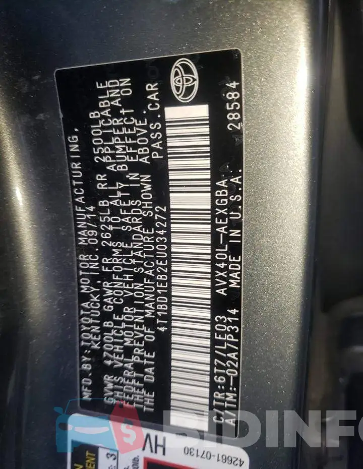4T1BD1EB2EU034272 Photo# 12