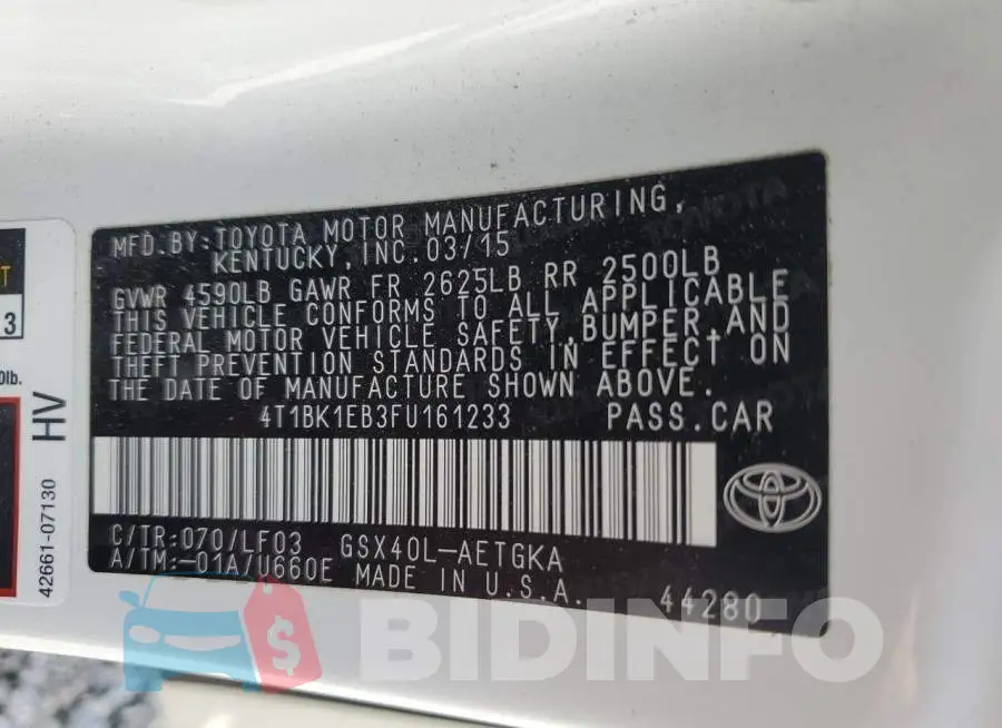4T1BK1EB3FU161233 Photo# 12