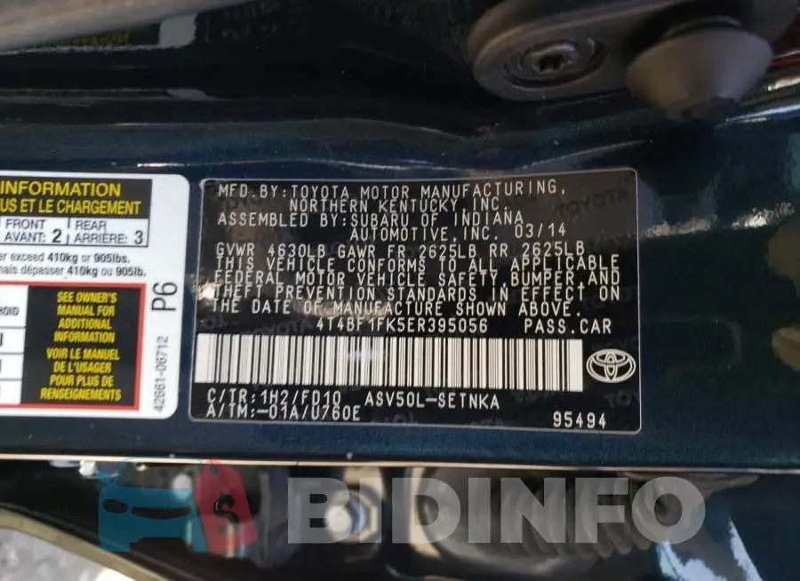 4T4BF1FK5ER395056 Photo# 12