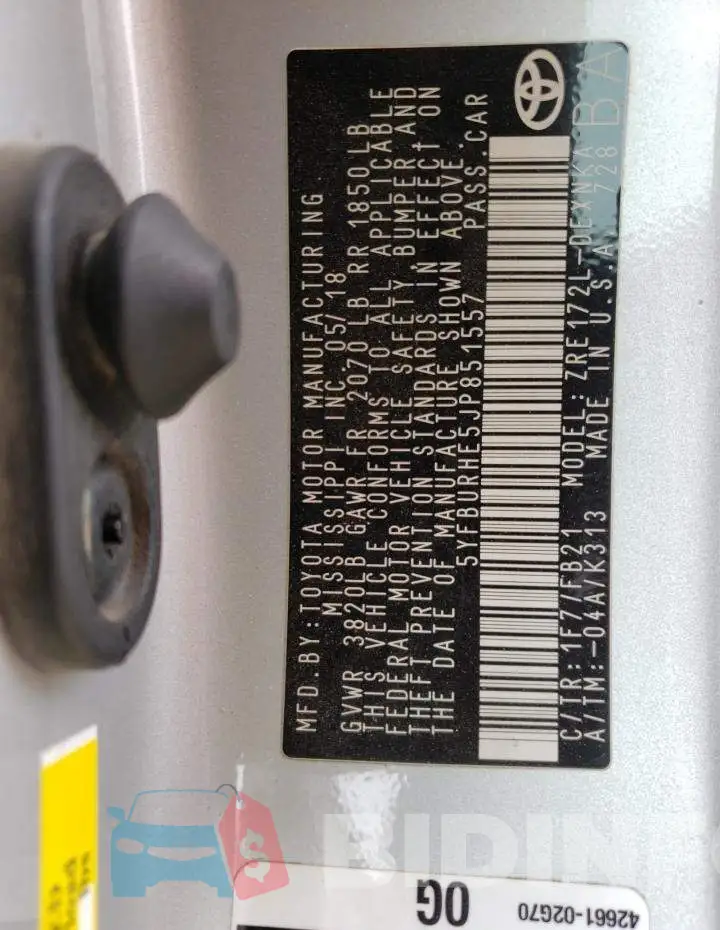5YFBURHE5JP851557 Photo# 13