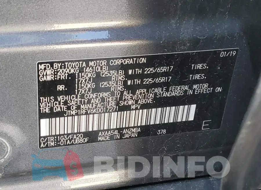 JTMP1RFV6KD017271 Photo# 13