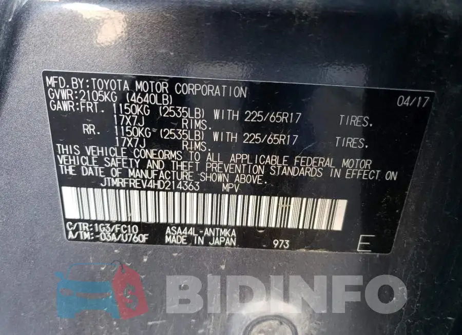 JTMRFREV4HD214363 Photo# 13