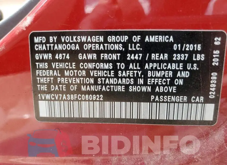 1VWCV7A38FC060922 Photo# 12