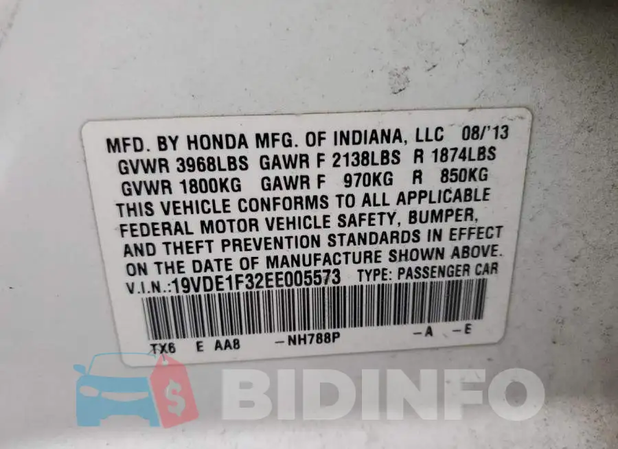 19VDE1F32EE005573 Photo# 13