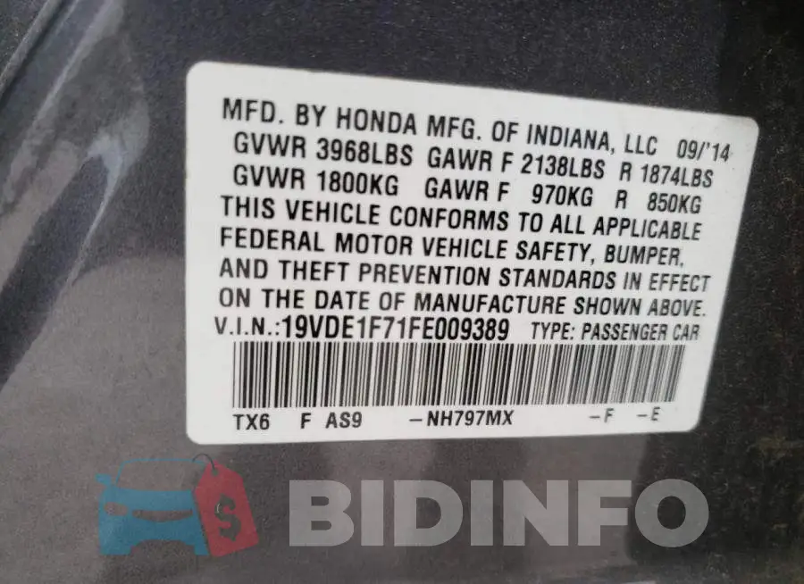 19VDE1F71FE009389 Photo# 12